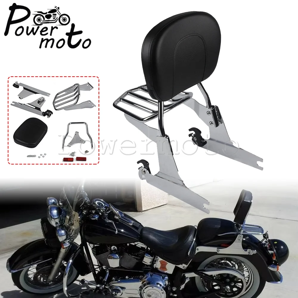 Chrome Motorcycle Luggage Rack Sissy Bar Backrest Detachable Baggage Carrier For Harley Dyna FXD FXDC FXDB Super Glide Low Rider