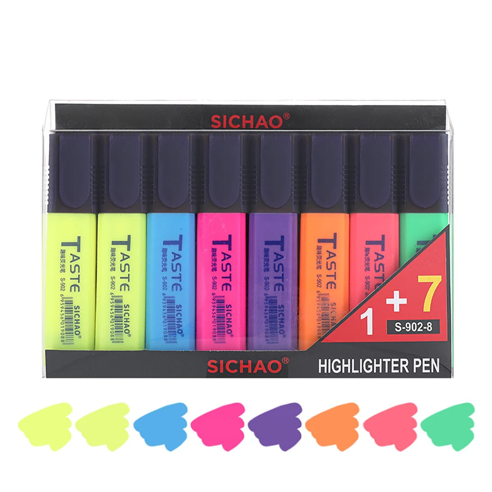 4/6/8 ألوان فسفورية طرف مائل أقلام الفلورسنت مقاومة للتلطخ للطلاب هدية الفن مكتب القرطاسية اللوازم المدرسية