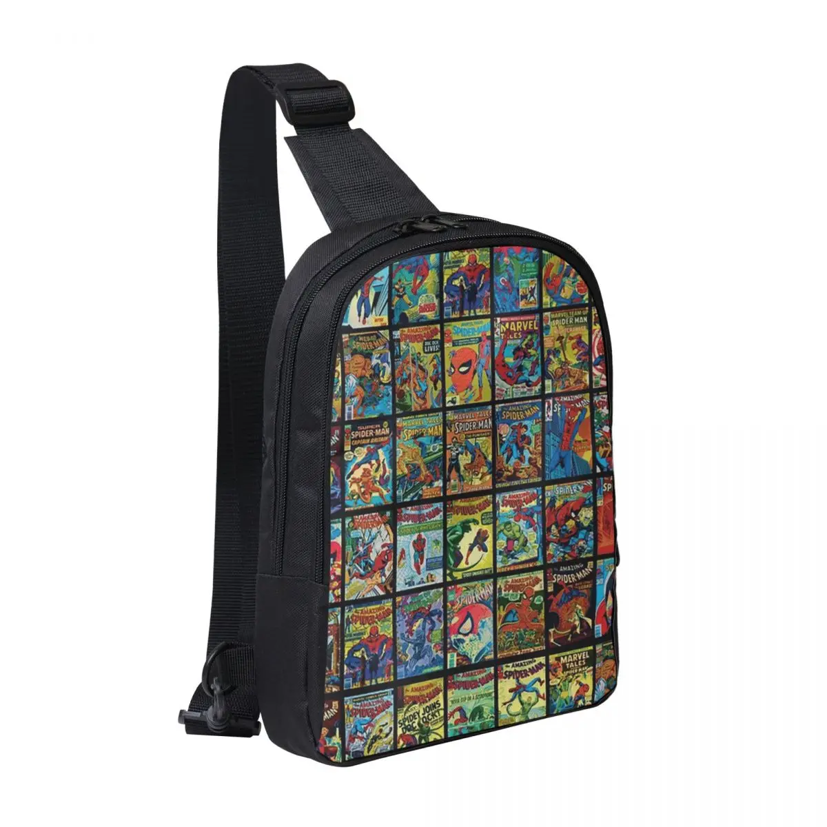 

Vintage Superhero Comic Book Collection Pattern Chest Bag Men Sling Crossbody Backpack Chest Bag Hiking Daypack Shoulder Bag