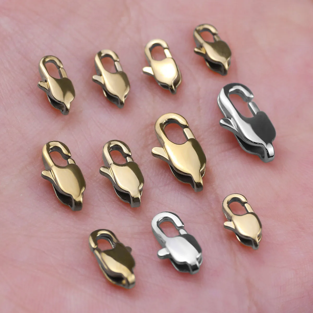 

2-4pcs/lot Gold Plated Lobster Clasps Jump Rings End Chain Connector Hooks For DIY Necklace Bracelet jewelry Making Components