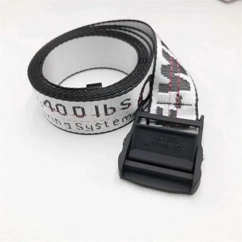 Tide brand hip-hop industrial wind alloy buckle thickened nylon canvas jacquard embroidered letter belt package freight.