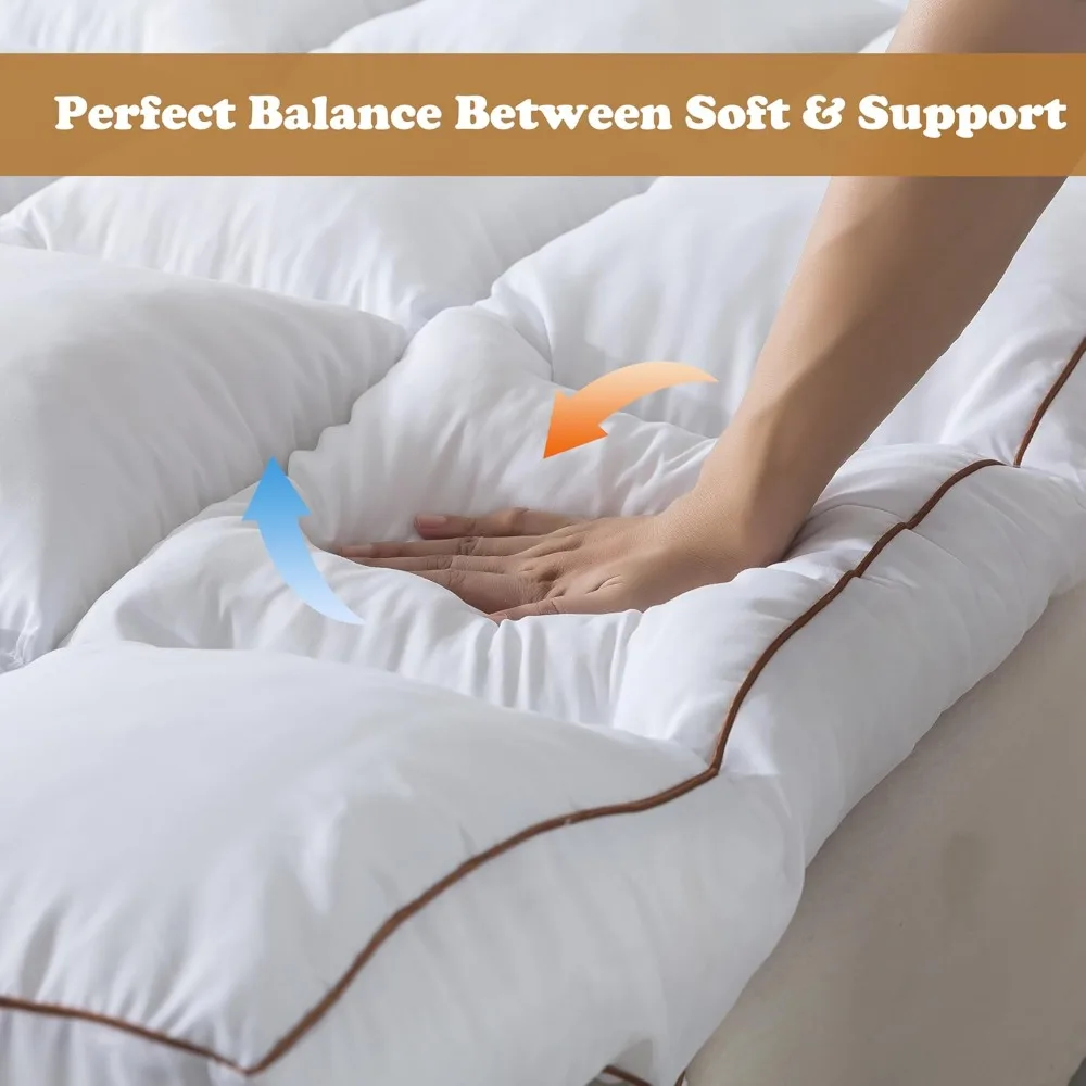 مرتبة WhatsBedding مقاس 3 بوصات من إسفنج الذاكرة مقاس كوين بالإضافة إلى مبطنة بديلة سميكة للأسفل، 1700GSM ذاكرة ممزقة رقيقة F