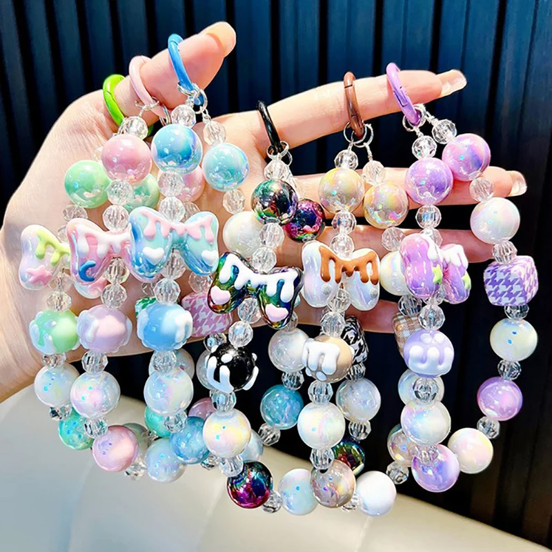 New Beading Mobile Phone Chain Mobile Chain Lanyard Macaron Color Phone Charm Rope Bag Pendant Cellphone Hanging Cord Girl