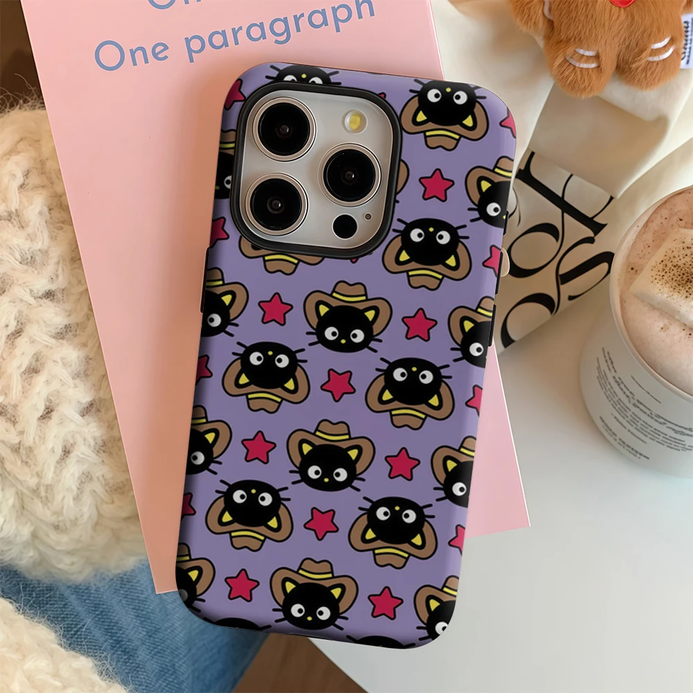 Casing HP IPhone17 Motif Kucing Hitam & Lebah Bergaya Barat yang Unik, Wajib Dimiliki untuk IPhone 17 16 15 14 13 Pro Max Plus, Penutup Belakang Berlapis Ganda