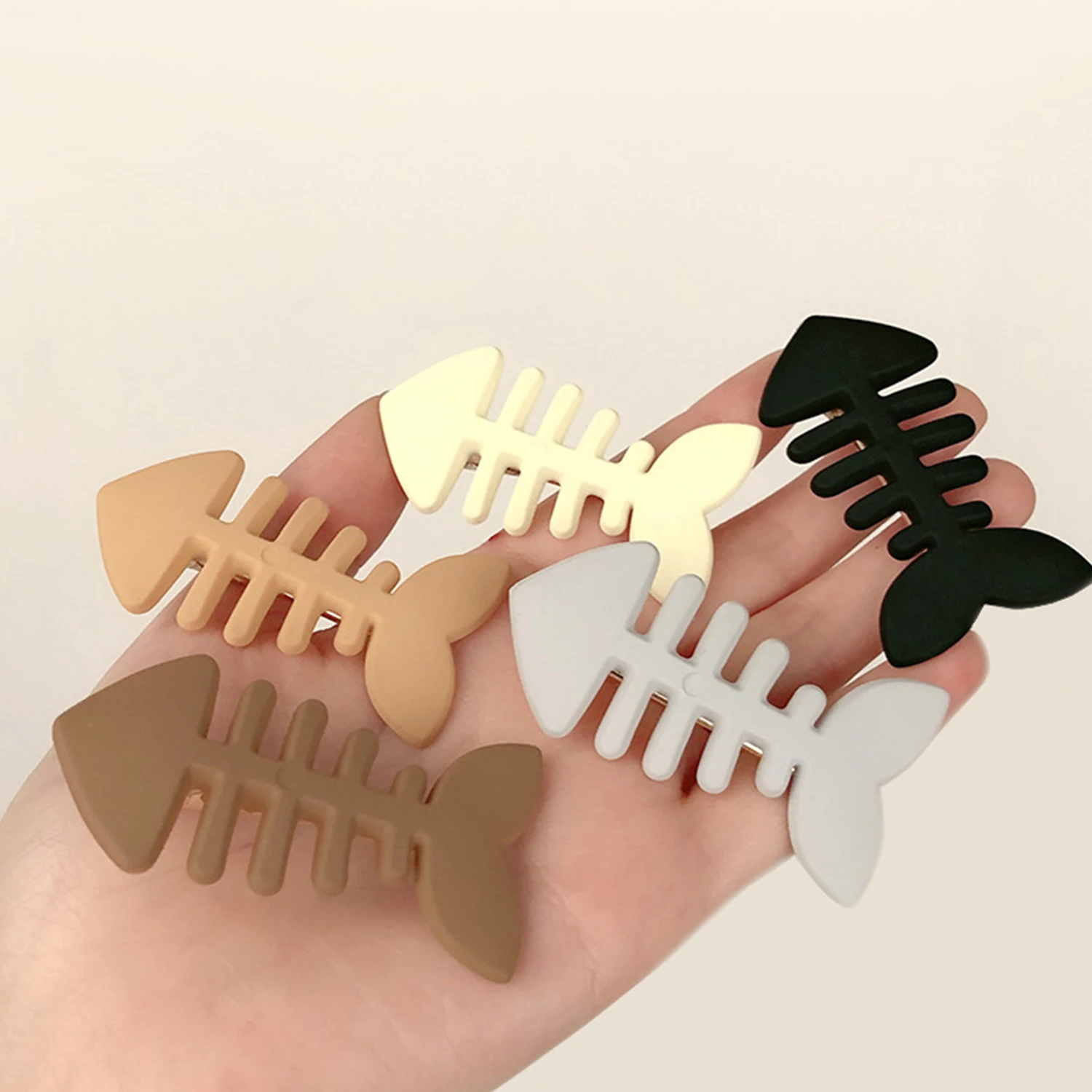 Mini Resina Sólida Fishbone Hairclips para Mulheres e Meninas, Franjas de Metal, Grampos Criativos, Sem Danos, Acessórios para Cabelo, 5 Cores, Bonitos