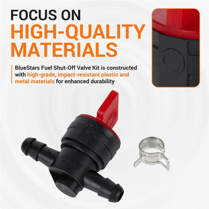 A05E-5Pcs 494768 698183 soupape d'arrêt de carburant avec pince pour conduite de carburant de 1/4 pouces Briggs & Stratton Murray Toro tracteur à gazon facile à installer
