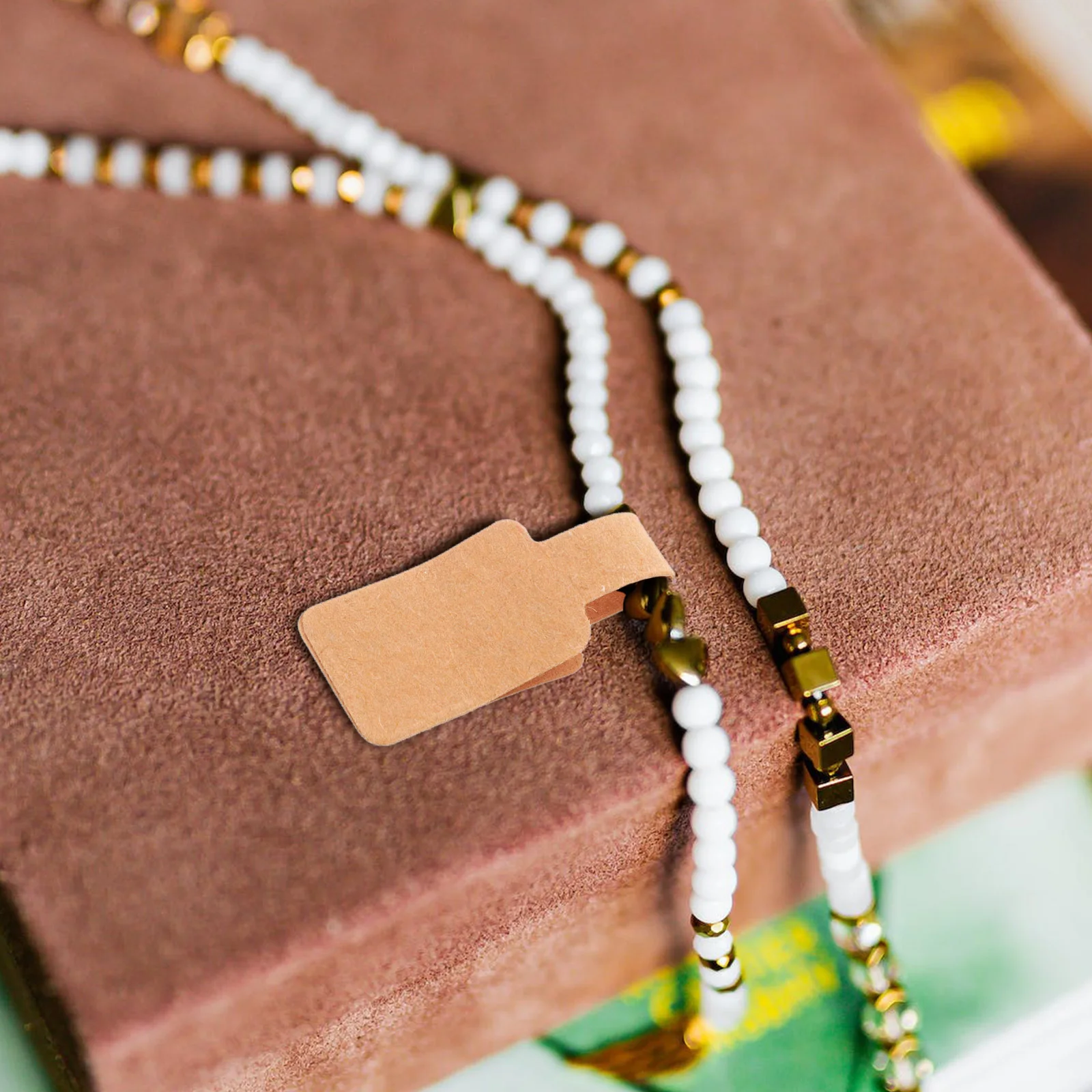 

300pcs Kraft Paper Tags Adhesive Label Stickers For Jewelry Price Display Hanging Blank Name Card Wedding Craft Diy Ring