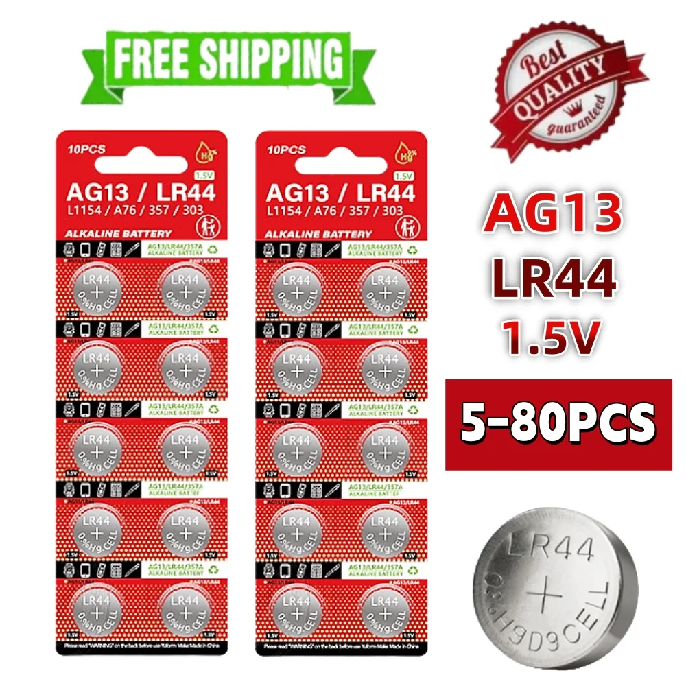 

New 2-50pcs AG13 LR44 Batteries Button Cell Battery 1.5V 357 SR44 LR1154 Button Coin Batteries for Watch calculators Toys Remote