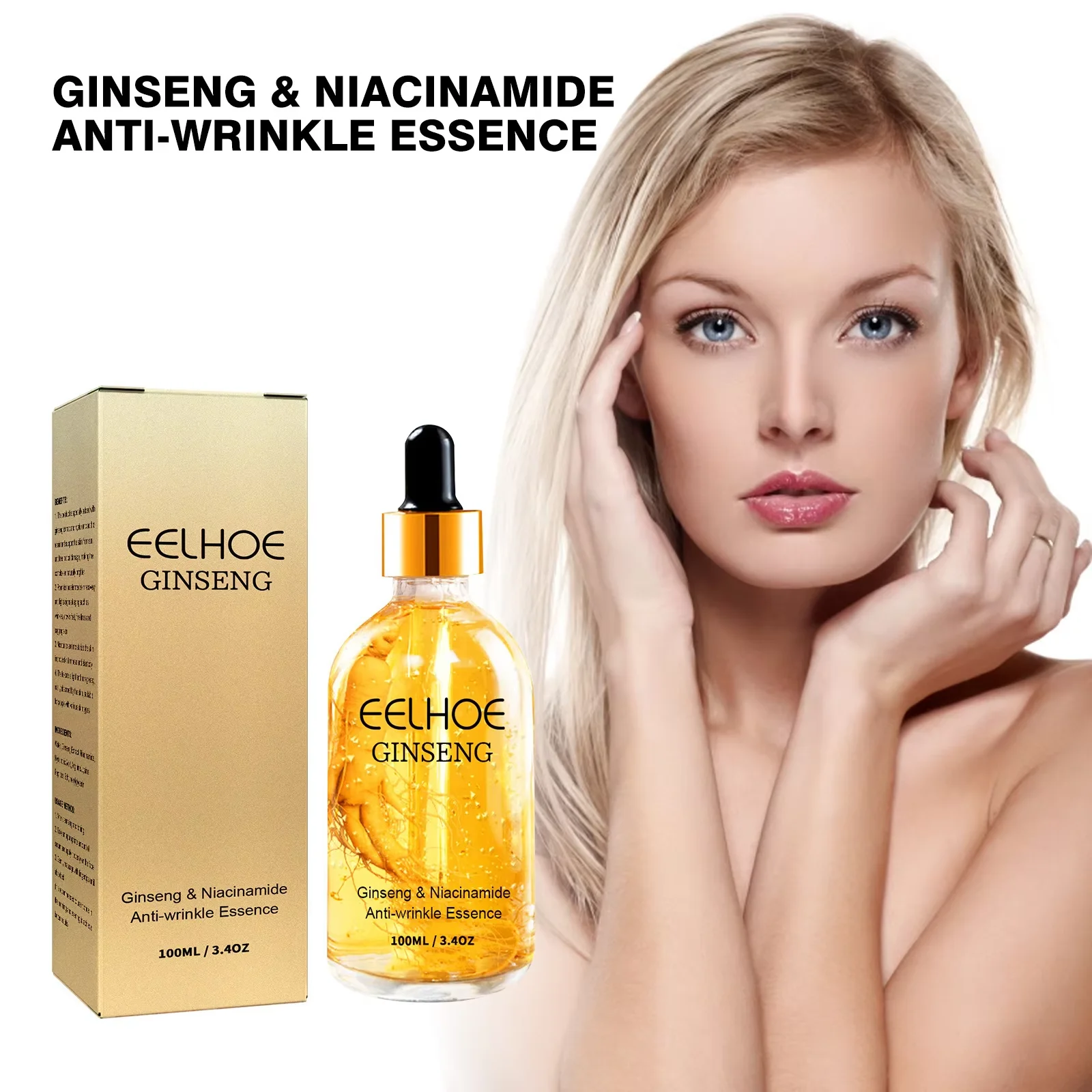 24k Gold Ginseng Serum Anti Wrinkle Lifting Firming Fade Fine Lines Lightening Spot Hyaluronic Acid Nicotinamide Facial Essence - view 3