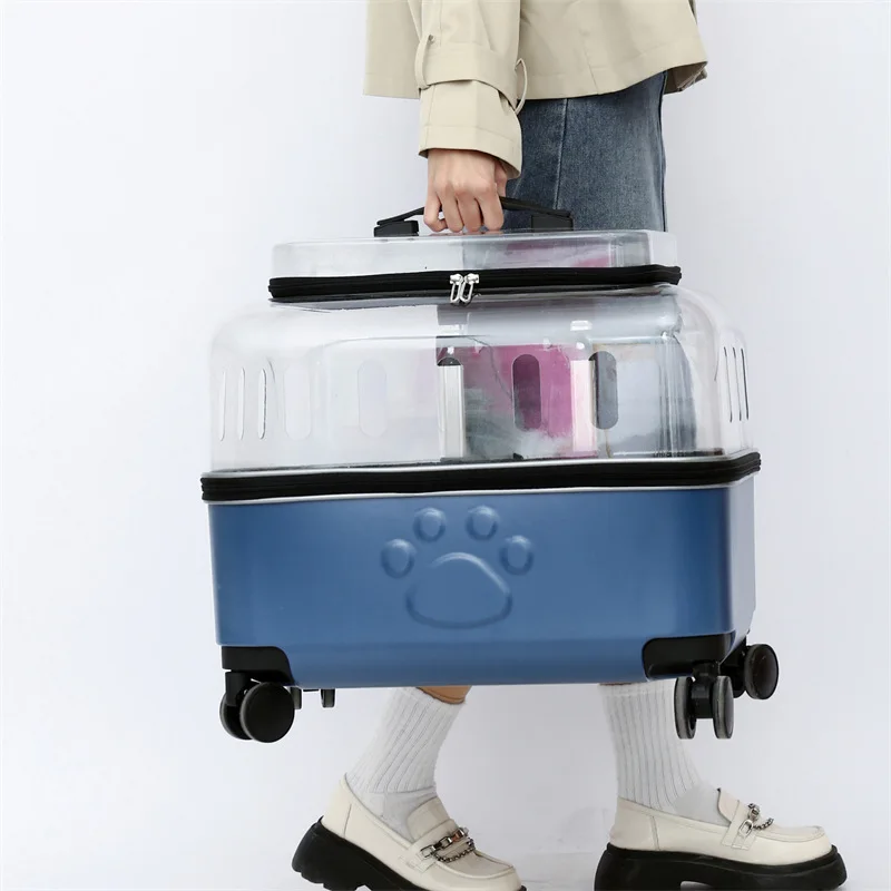 

Cats Carrier Pet Backpacks PC Material Travel Stroller Bags Pet Shop Transparent Transportation Products on Wheels Accessories