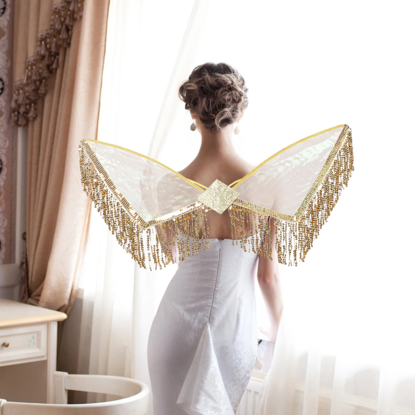 

Fairy Wing Cosplay Costume Fringe Sparkle Wings Dress Women Party Supplies Lightweight Comfortable Halloween Adult Performance