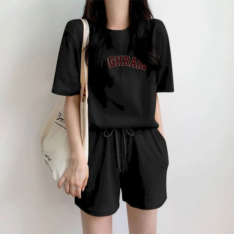 Sporty Shorts Set Loose Korean Style Casual Pants Sets Short Sleeve T-shirt 2 Piece Sets Women Outfits Summer Sportswear Suits