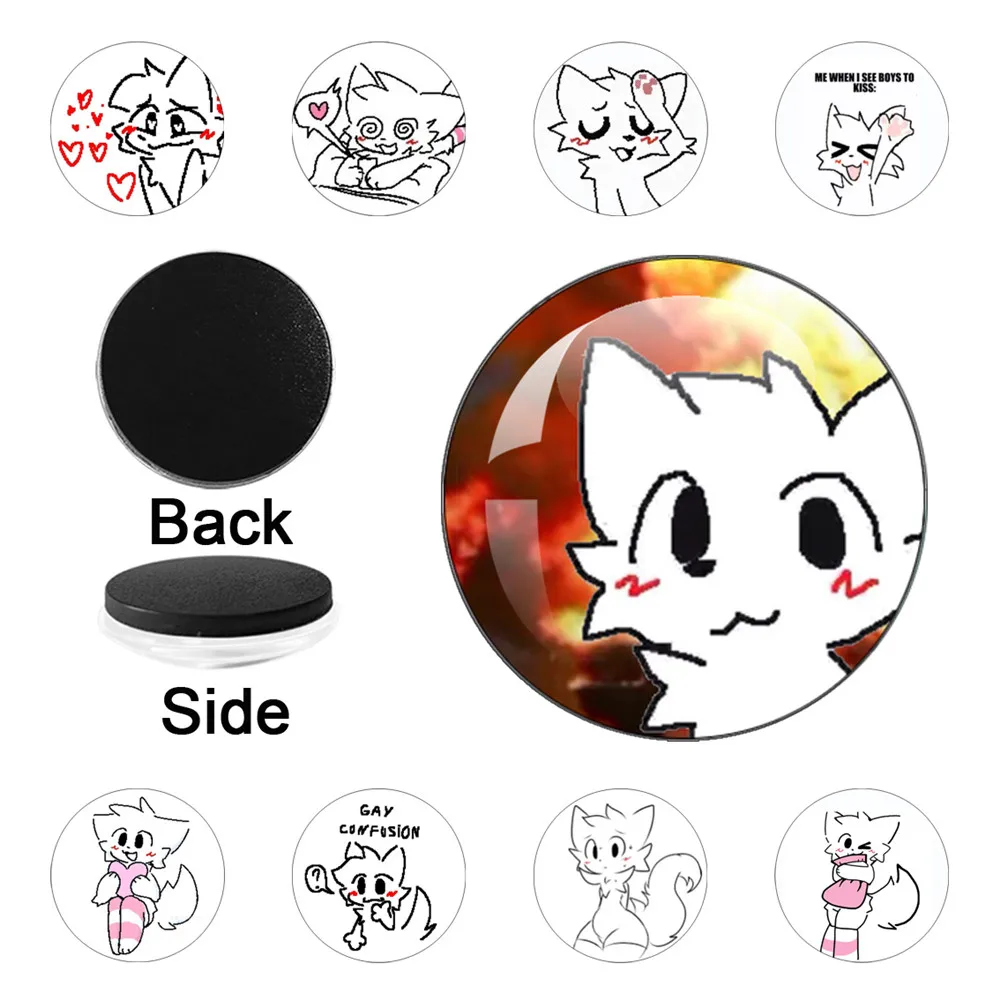 Boykisser Cat Meme Kawaii Fun Pink Silly Cats Fridge Magnet Glass Dome Magnetic Refrigerator Stickers Note Holder Home Decor ﻿