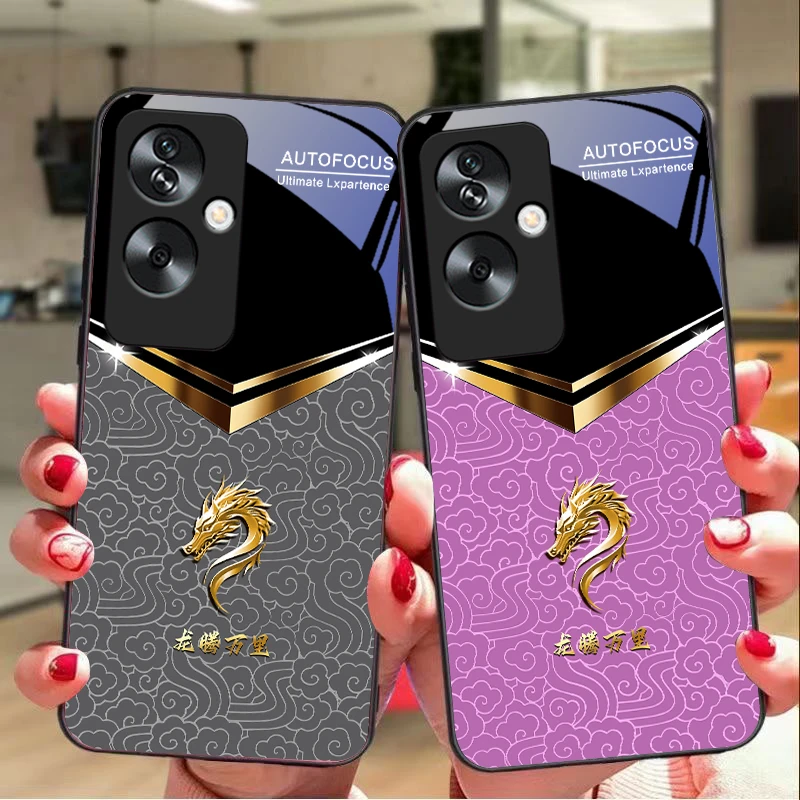 

V-shaped Faucet For Oppo A79 5G 58 78 74 60 4G Reno 11F Realme GT 6 11 Note 50 10 C55 X2 Tempered Glass Black Phone Case