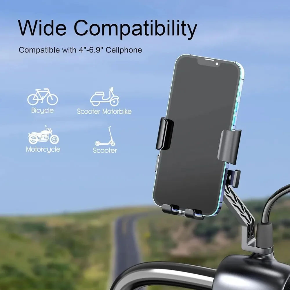 360° Rotatable Navigation Phone Holder Stand for Motorcycles Bicycles and Mobile Phone Shockproof Riding Rearview Mirror Version