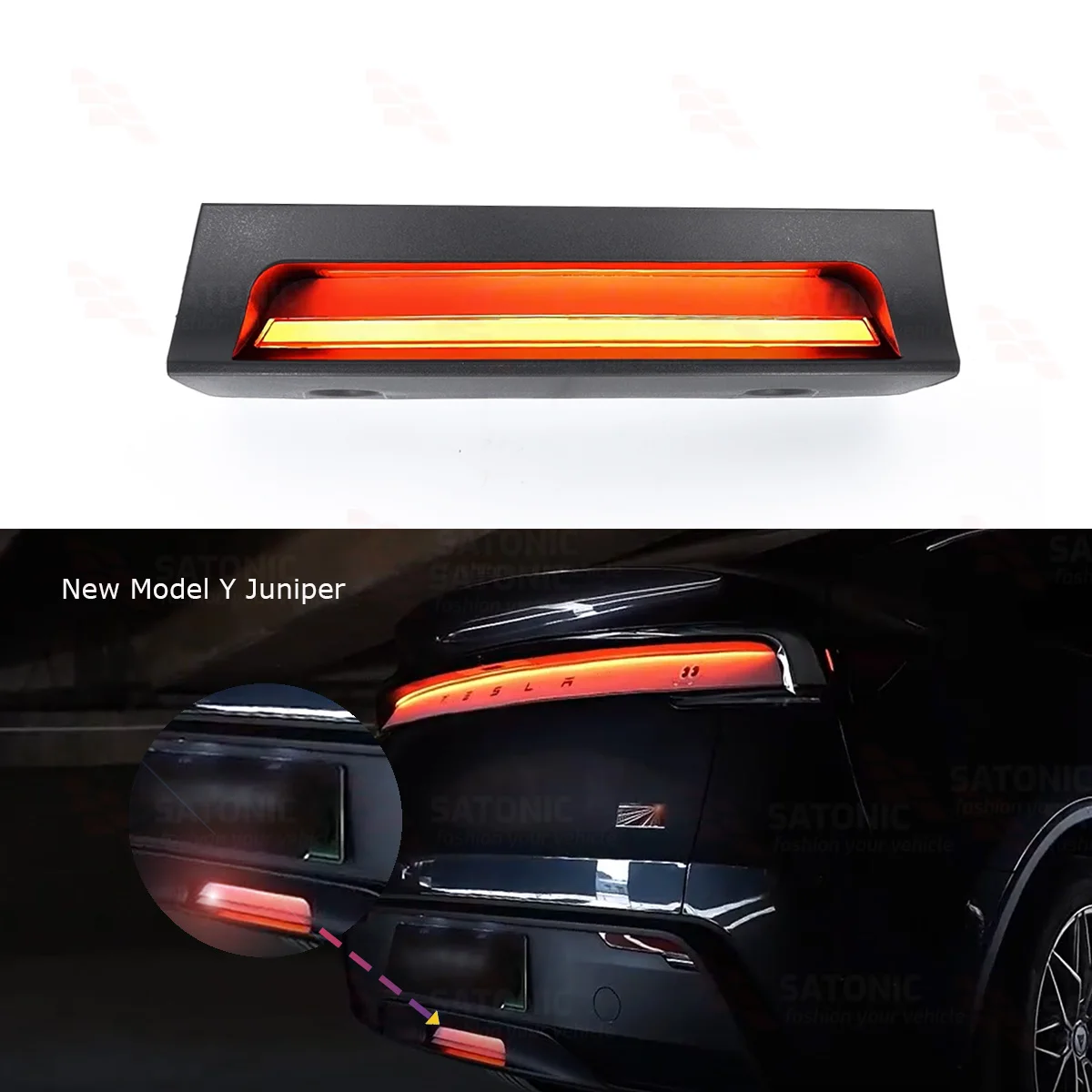 SATONIC Pilot LED Rear Light for 2026 Tesla Model Y Juniper | Integrated Brake & Running Tail Light | Plug & Play High-Brightnes