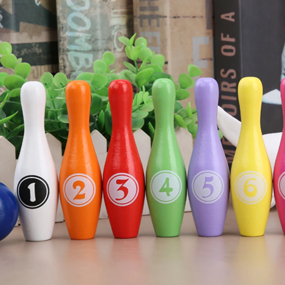 

Wooden Bowling Set Creative Educational Toy for Parent Child Interaction Outdoor Indoor