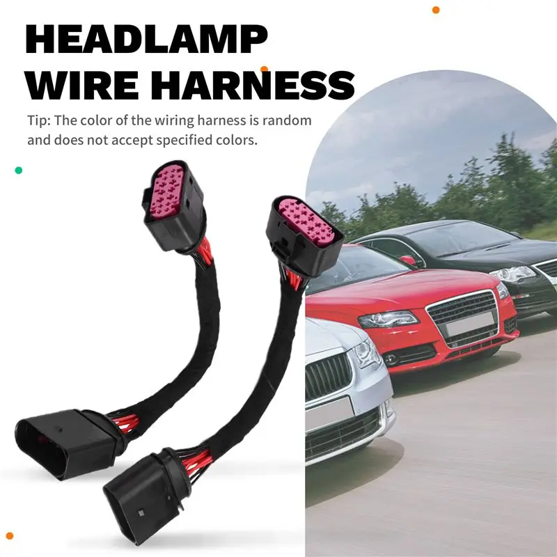 2Pcs Xenon (14 Pins) Headlights Wiring Harness Connector Plug Adapter For Skoda Seat 1J0 973 737 1J0 973 837