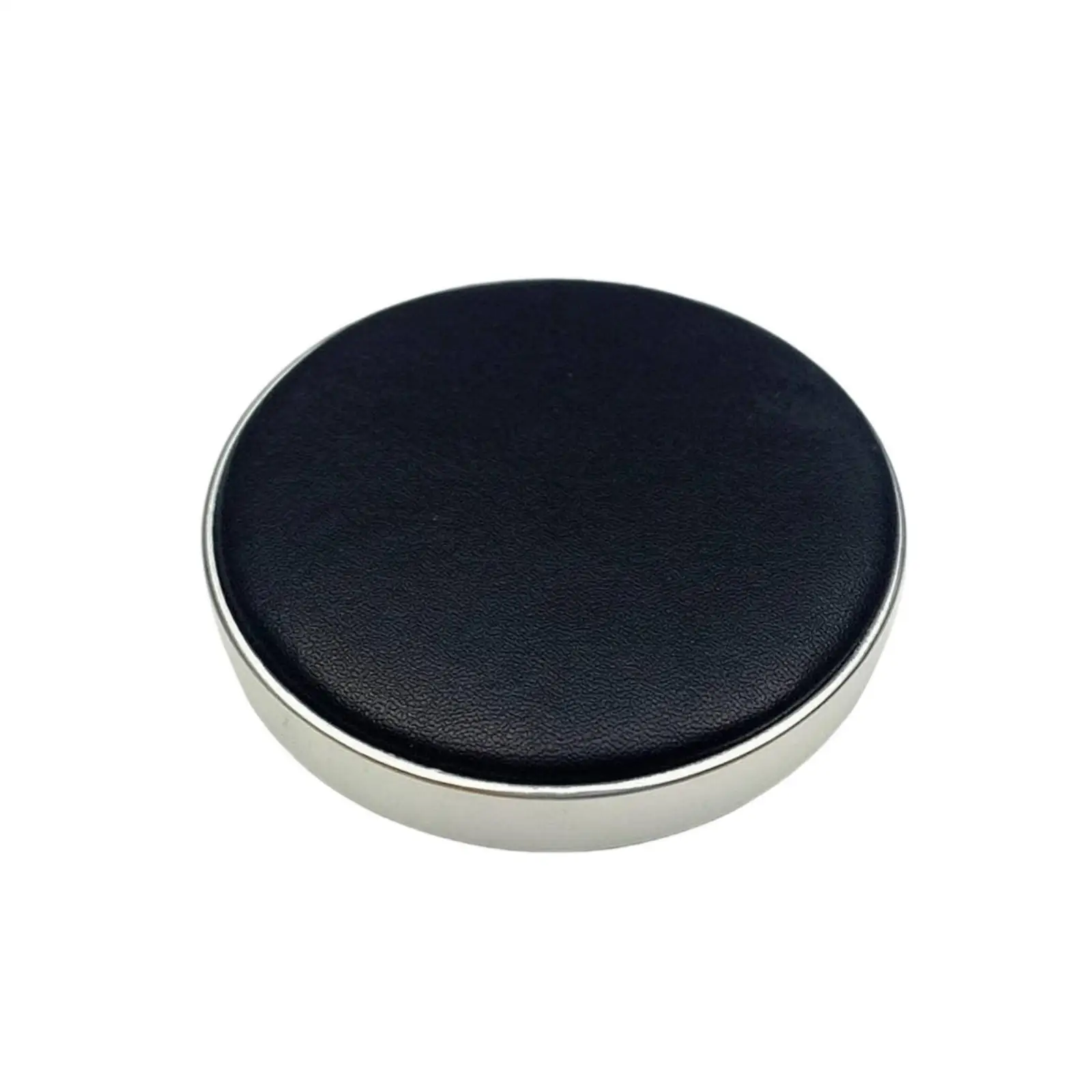 Round Watch Repair Mat Set with Silver Metal Edge Textured Leather Surface Secure Cushion for Watch Strap Adjustment