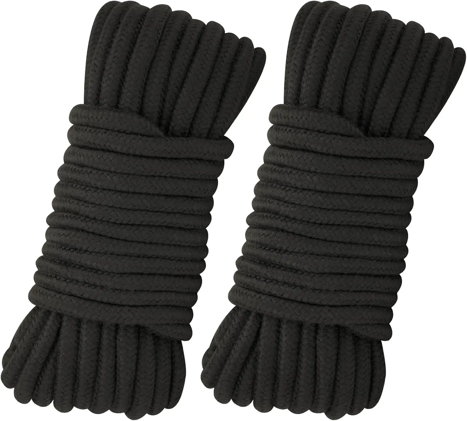 

2-Pack Soft Cotton Rope, 66ft x 8mm Thick Black Cord for Hanging Clothes, Binding Luggage, and Home Decor