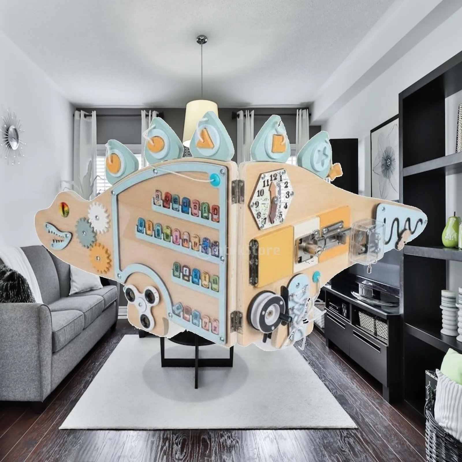 Wooden Wall Activity Board for Kids Fun Learning Game Toddler Playroom Decor Toy