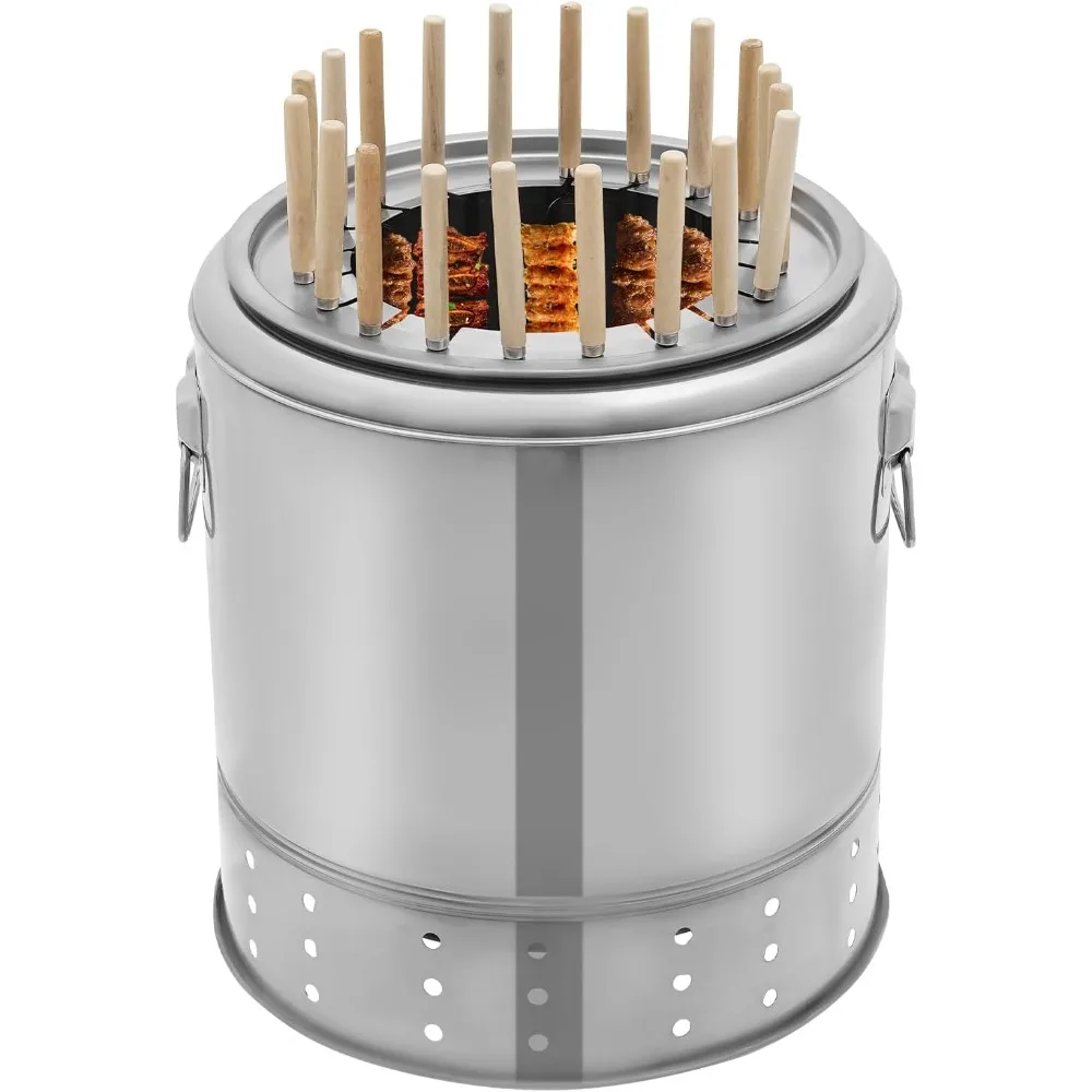 

Smokeless Barbecue Surround Charcoal Grill, Stainless Steel Hanging Grill, Portable Smokeless BBQ Charcoal Grill, Barrel Shape G