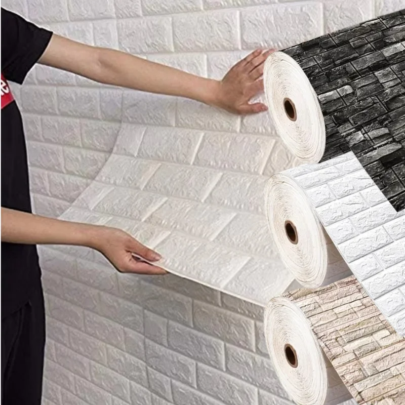 1-10Pcs Decorative 3D Wall Sticker 70cmx100cm Waterproof Wallpaper Bedroom Living Room Household Indoor Background Wall Decor