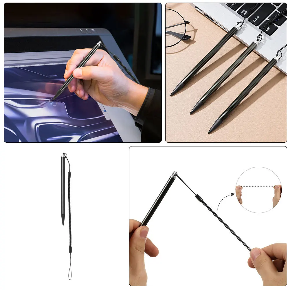 6 Pcs Fine Tip Stylus Capacitive Anti-lost Resistive Computer Pens for Touch Screen Metal