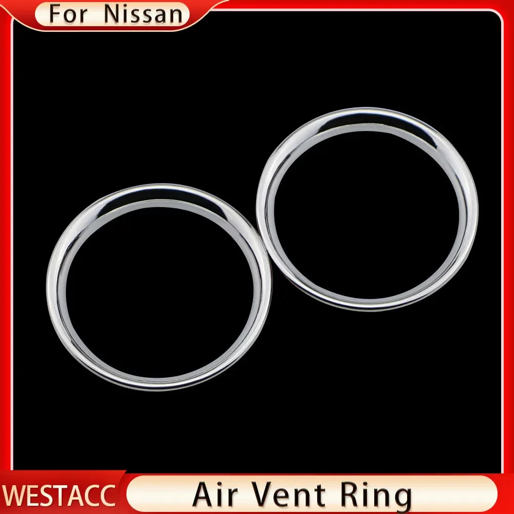 2PCs A/C Air Vent Outlet Ring for Nissan Micra March K13 Versa Sunny Almera Latio 2011-2017 Cover Trim Frame Sticker Accessories