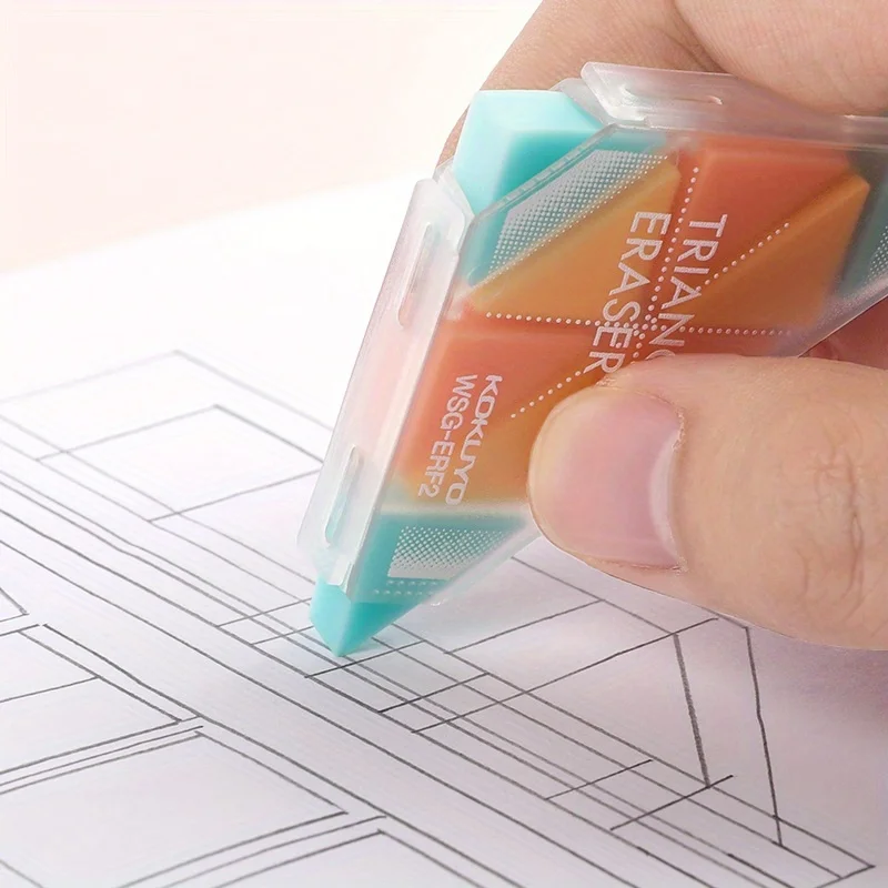 Multi-Pack Triangle Erasers for Pencils, Sketching-Pastel Cookie Colors, For School Stationery and Drawing Supplies,Pencil Erase