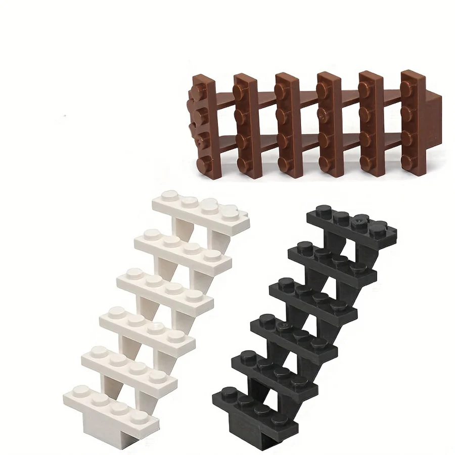 4pcs Staircase MOC Bricks 7x4x6 House Stairs Straight Open 30134 Steps Ladder Modular My City Building Block DIY Bricks Toy