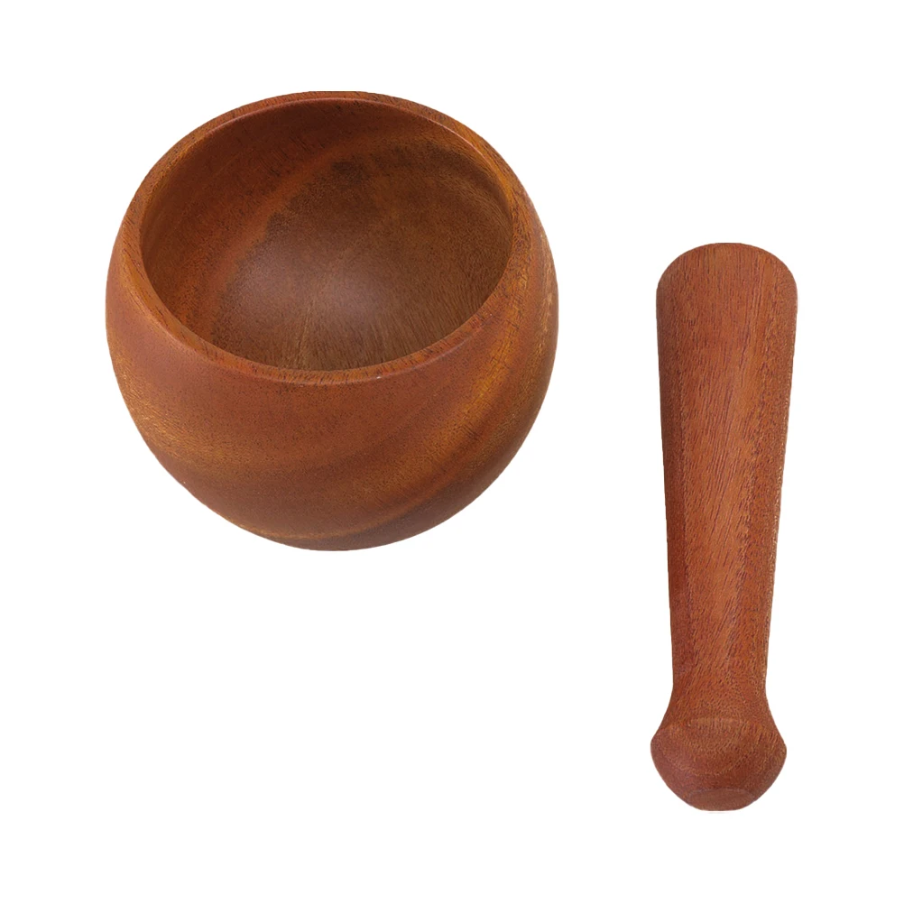

Wooden Kitchen Smooth Surface Wood Grinder Ergonomic Pestle Garlic Grinding Bowls Vegetable Garlic Presser Tool