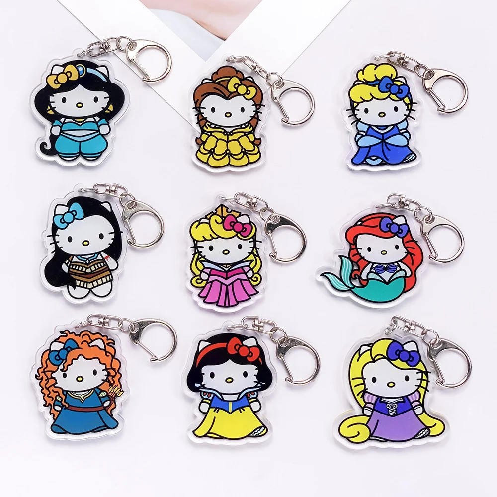 سانريو X مرحبا كيتي الأميرة الاكريليك سيارة المفاتيح اكسسوارات حقيبة سحر جميل على ظهره قلادة الإبداعية كيرينغ هدايا لمحبي #1