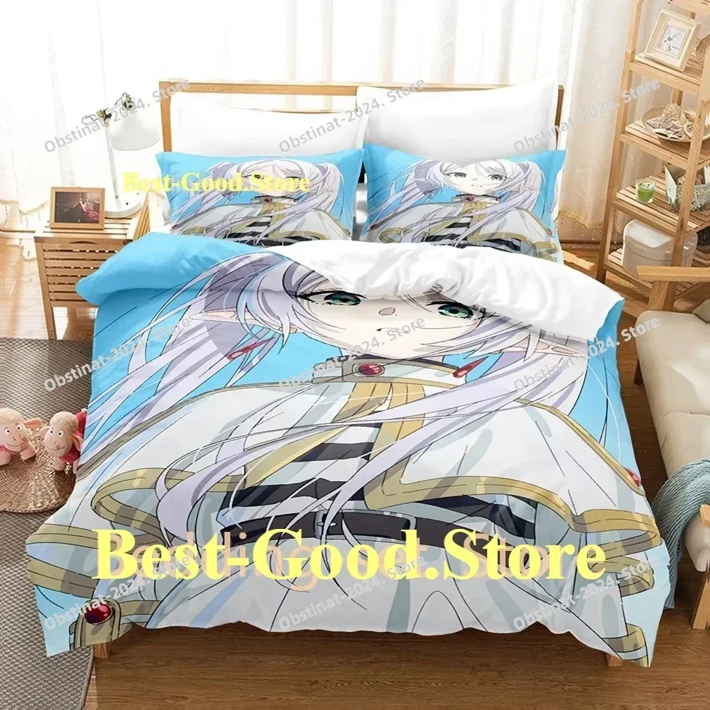 Frieren Beyond Journey's End Bedding Set Print With Pillowcase Bed Duvet Cover Soft Single Double Queen Super King Size Bedroom