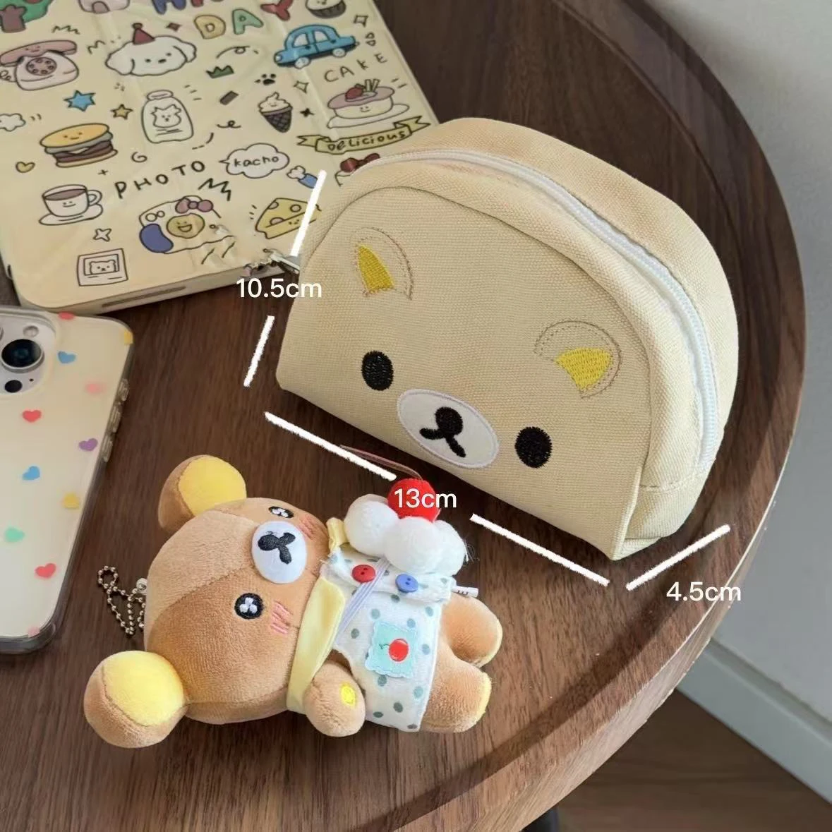 Rilakkuma الكرتون حقيبة مستحضرات تجميل أنيمي محفظة عملة محفظة أحمر الشفاه مفتاح حقيبة التخزين العناصر الحقيبة حاملي بطاقات هدايا عيد ميلاد لصديق
