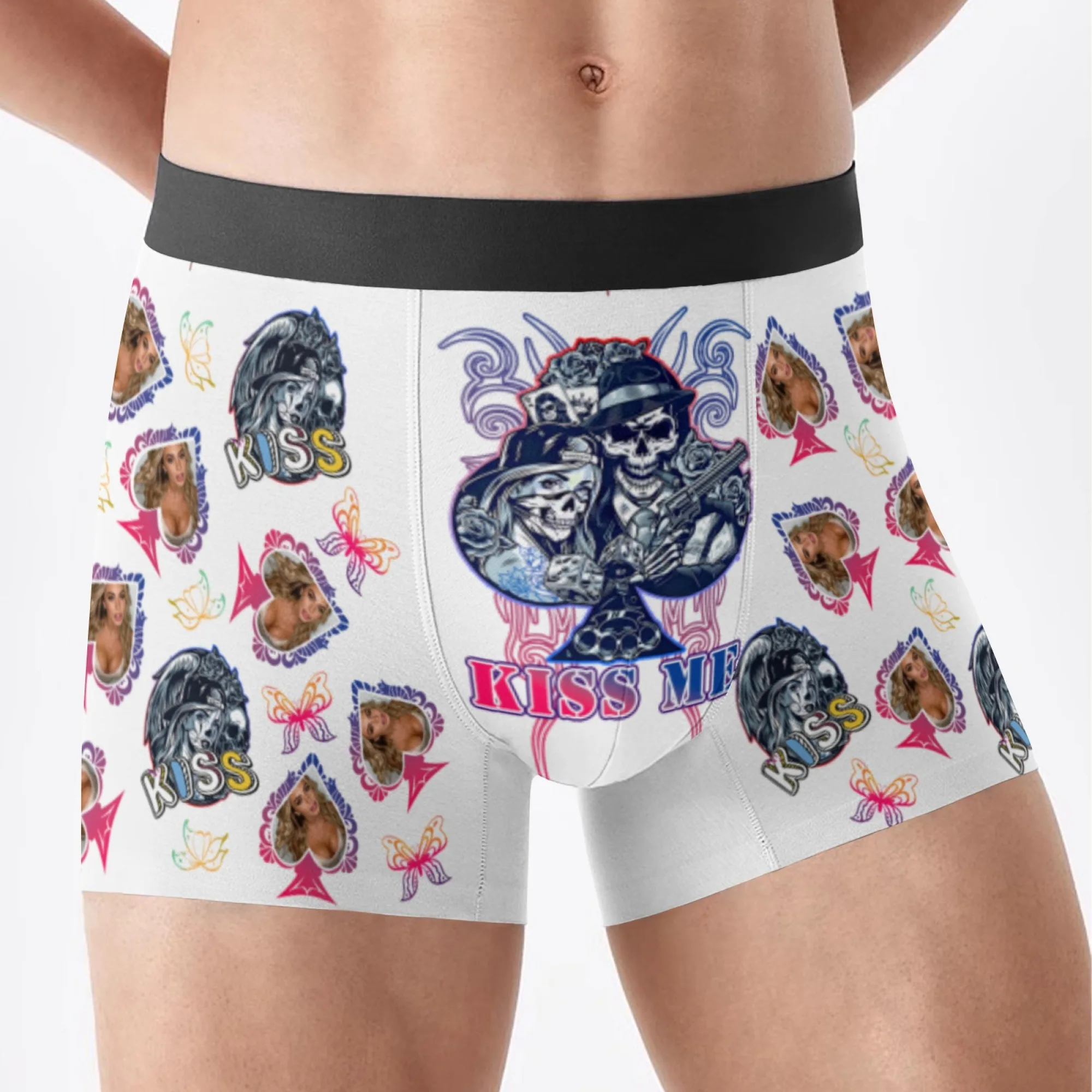 مخصص شخصية الوجه صور الرجال الملابس الداخلية الطويلة هدية عيد الحب سراويل بوكسر سراويل تنفس السروال للرجال #2