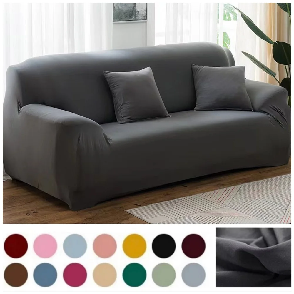 Solid Color Sofa Covers for Living Room Elastic Sofa Cover L Shaped Corner Couch Cover Slipcover Chair Protector 1/2/3/4 Seater