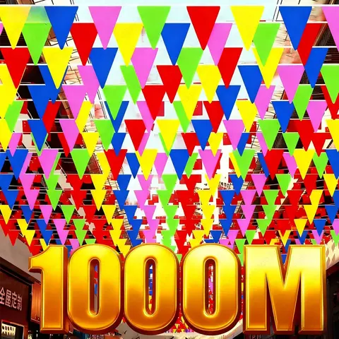 50-1000mm Multicolor Rainbow Triangle Flags Colorful Pennant Banner Flags String for Xmas Festival Outdoor Party Birthday Decor