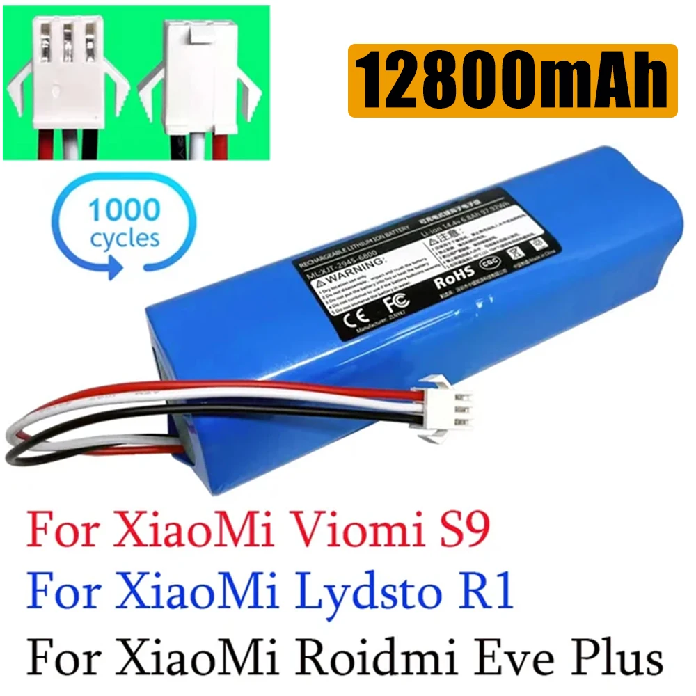 

Литий-ионная аккумуляторная батарея 12800 мАч для XiaoMi Lydsto R1 Viomi S9 Roidmi Eve Plus, аккумулятор для робота-пылесоса