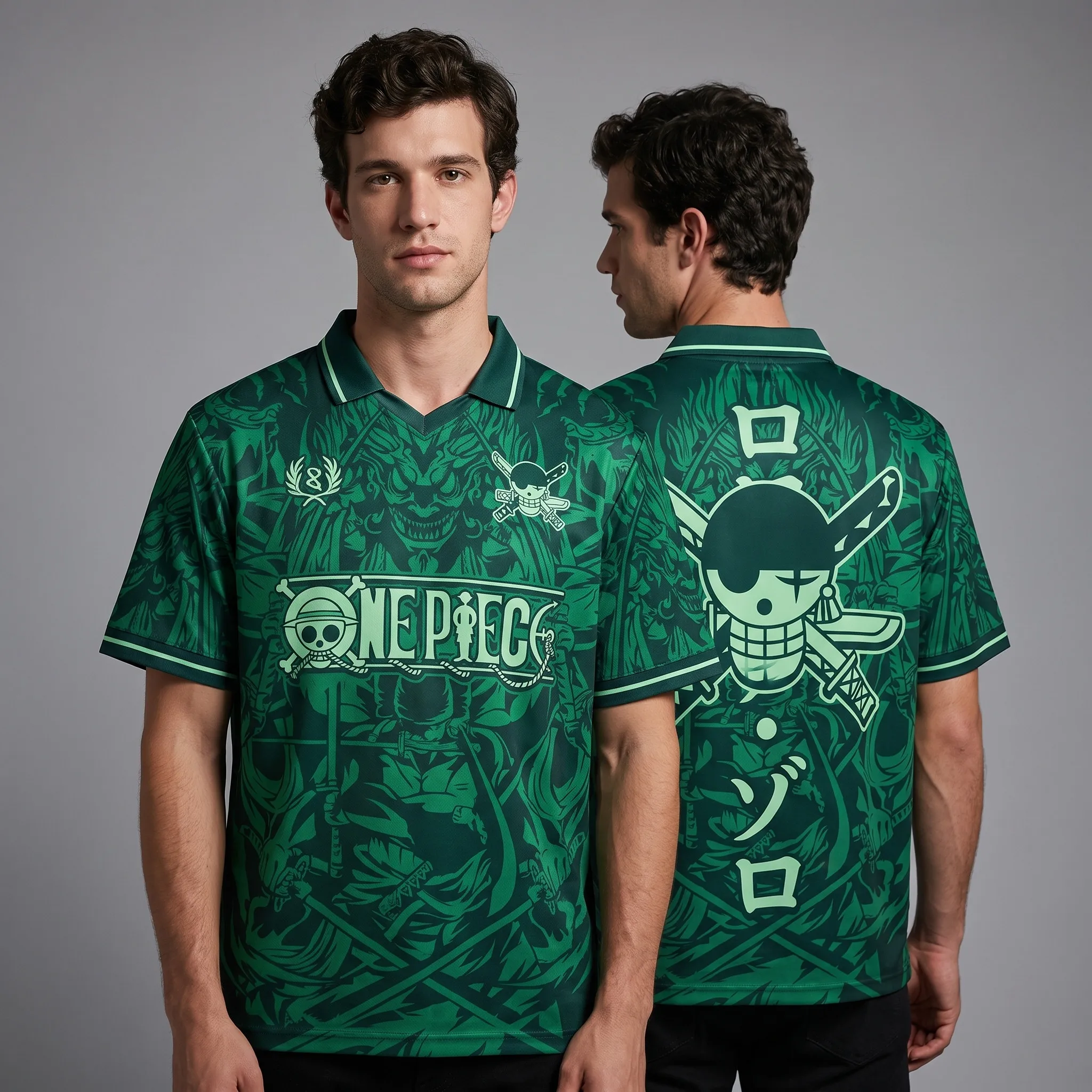 2026 Autumn Special Offer ONE PIECE Zoro Retro Anime Lapel Business Polo Shirt Men's T-shirt Plus Size Sports Sweatshirt T-shirt