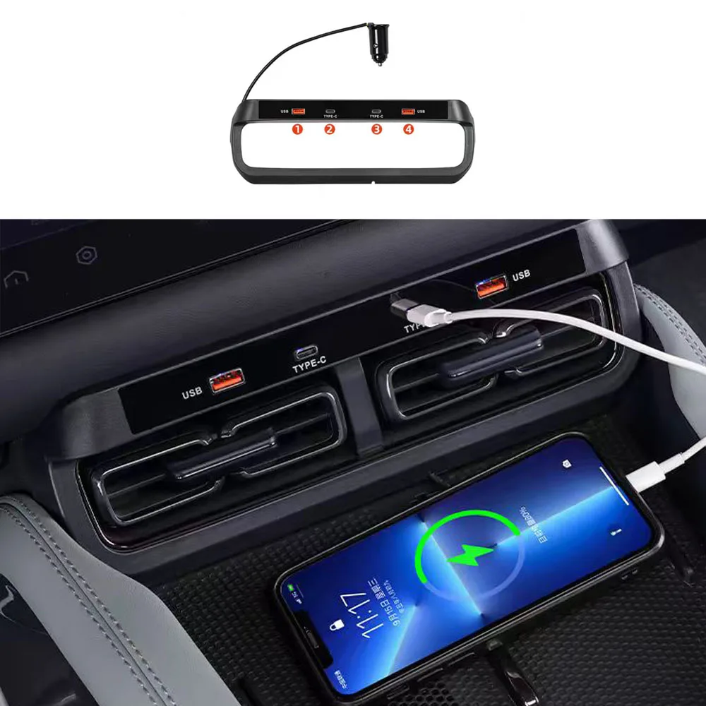 

Подходит для BYD Formula Leopard 5 2024 2025, док-станция для быстрой зарядки, центральное управление, зарядная панель, автомобильное USB-зарядное устройство, интерьер