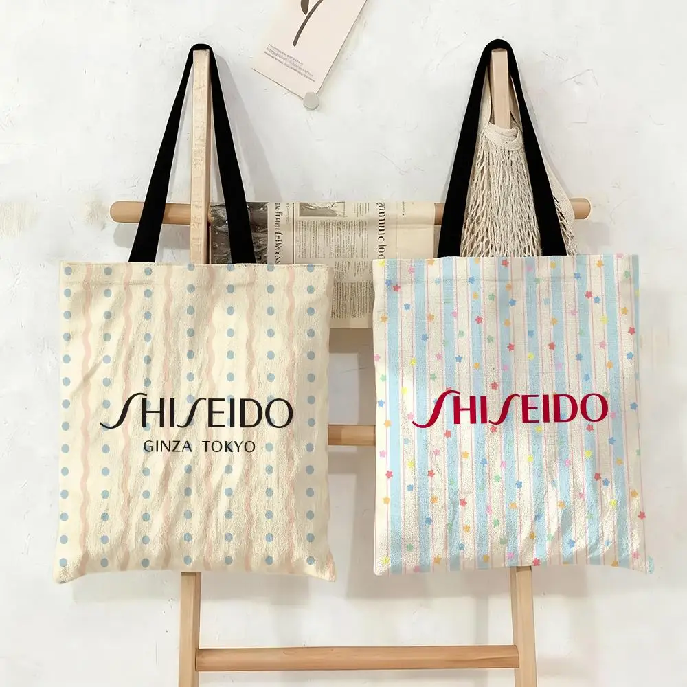 Makeup Brand S-Shiseido Storage Bags Large Capacity Canvas Bag For Female Students To Hold Books Tote Mommy Bag