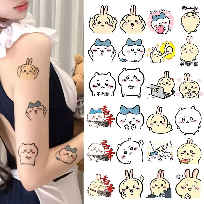 Chiikawa,Hachiware,Usagi - Cute Cartoon Ins-Style Colorful Temporary Tattoos Waterproof Long-Lasting Realistic