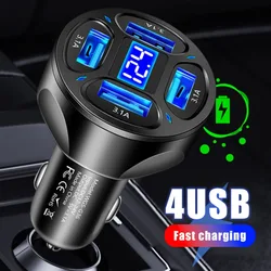 Car Charger Fast Charging Quick Charge 4USB+3.1A Car Mobile Phone Charger Adapter for IPhone 16 Pro 15 Samsung Type C PD Charger