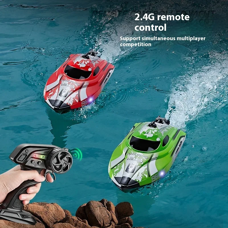 Hj820 High-Speed Remote Control Speedboat Waterproof With Light Capsized Remote Control Boat Child Water Toys Xmas/Birthday Gift