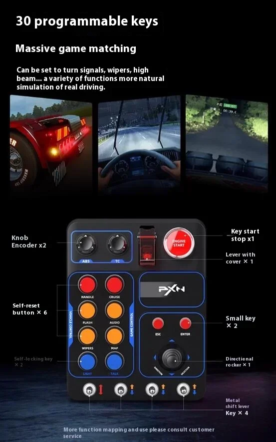 PXN CB1 Racing Simulator Central Control Box Multifunctional Key Control Box RGB For EURO Truck Simulator Racing Game Custom