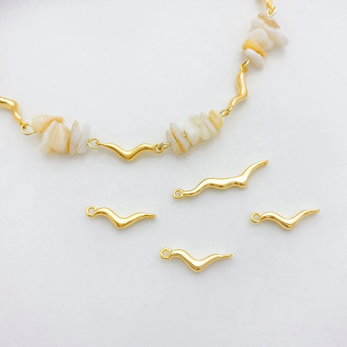 14K Gold Plated Smooth Irregular Branch Double‑Hanger Connector DIY Findings for Bracelet Necklace Earrings Jewelry Making