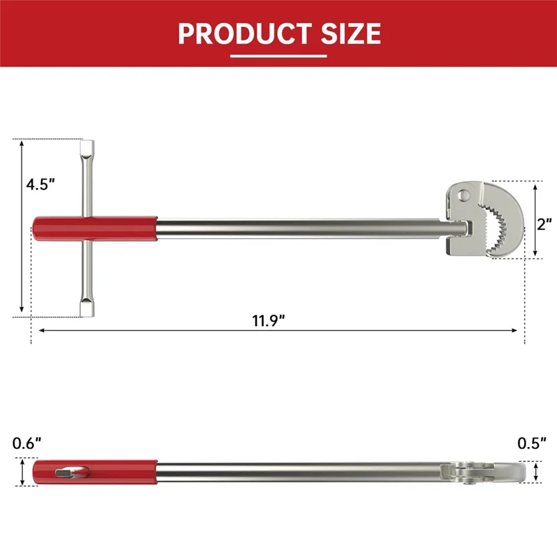 11Inch Basin Wrench Faucet Wrench, Basin Spanner for Tight Spaces with Anti-Slip Silicone, 3/8In to 1-1/4In Capacity Jaw