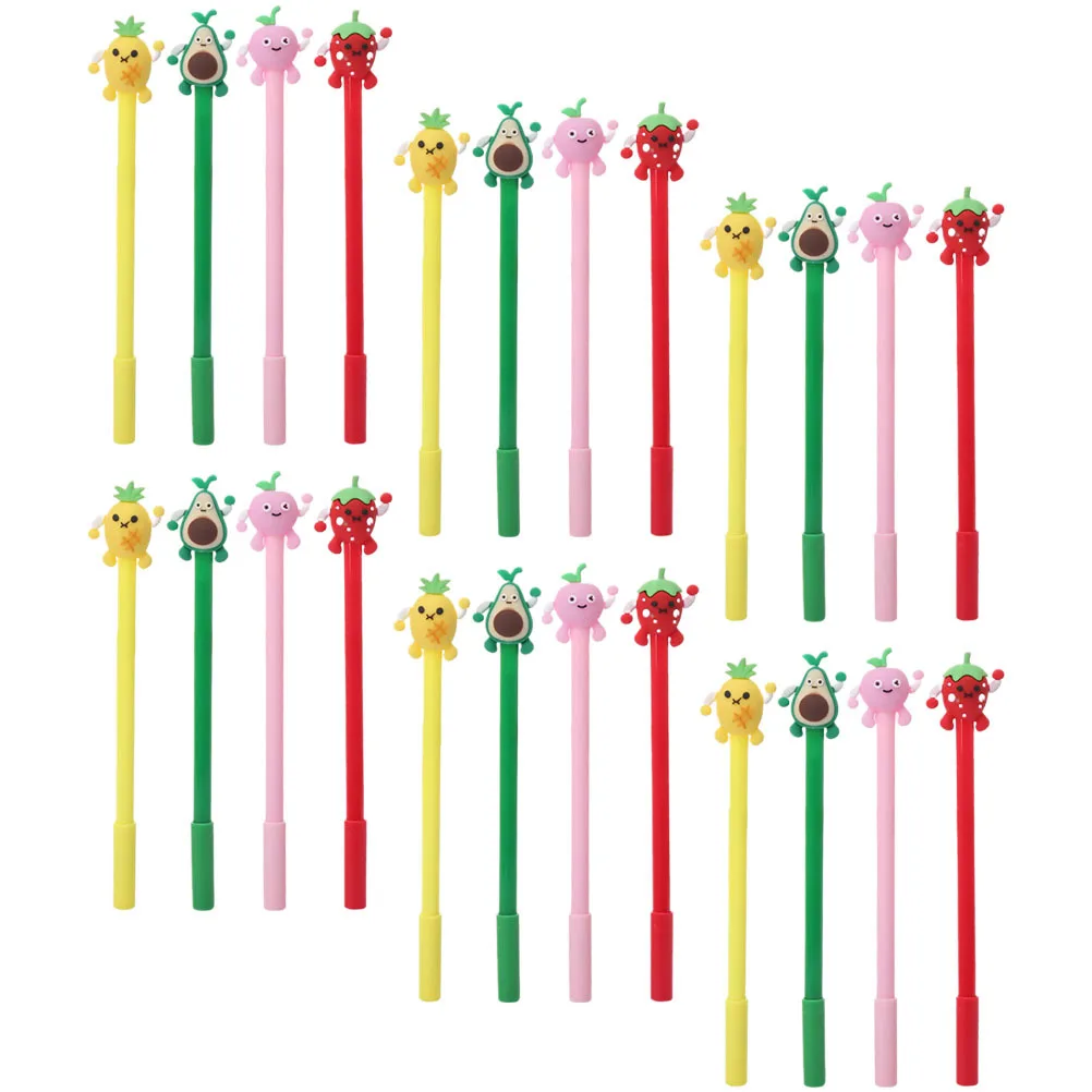 24Pcs Fruit Expression Gel Pens Comfortable Lightweight Writing Pens for Students School Office Note Taking Cute Cartoon