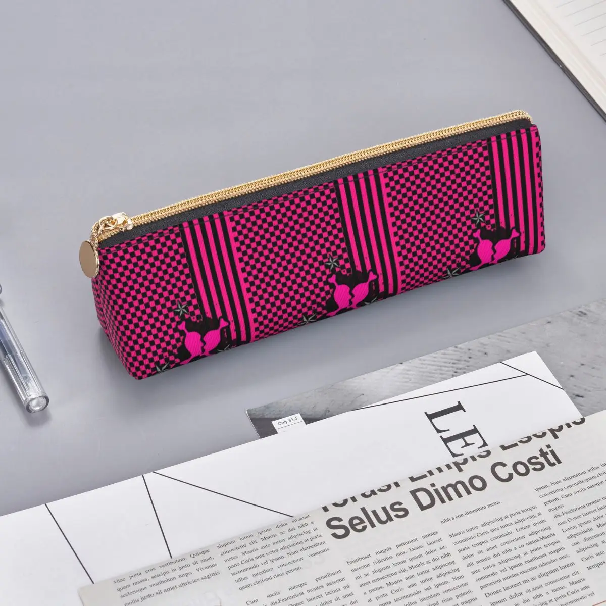 Punky Pink Emo Pencil Case Pen Holder Storage Stationery Supplies Large Storage Pen Box Pencil Bag for Students Gifts - view 6